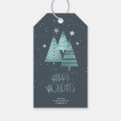 クリスマスツリーとスノーフレークティール（緑がかった色）ID863 ギフトタグ (正面)