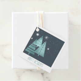 クリスマスツリーとスノーフレークティール（緑がかった色）ID863 フェイバータグ