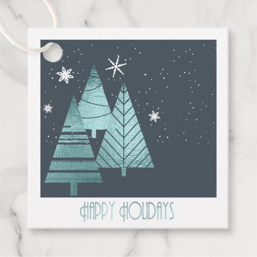 クリスマスツリーとスノーフレークティール（緑がかった色）ID863 フェイバータグ (正面)