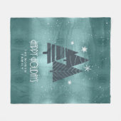 クリスマスツリーとスノーフレークティール（緑がかった色）ID863 フリースブランケット (正面(横))