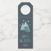 クリスマスツリーとスノーフレークティール(緑がかった色)ID863 ボトルネックタグ (正面)