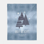 クリスマスツリーとスノーフレークブルーID863 フリースブランケット (正面)