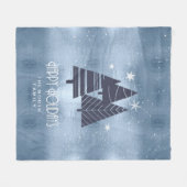 クリスマスツリーとスノーフレークブルーID863 フリースブランケット (正面(横))