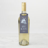 クリスマスツリーとスノーフレークブルーID863 ボトルネックタグ (ボトル)