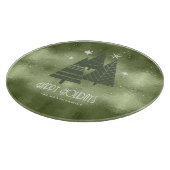 クリスマスツリーとスノーフレーク緑ID863 カッティングボード (角)