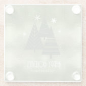 クリスマスツリーとスノーフレーク緑ID863 ガラスコースター (裏面)