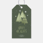 クリスマスツリーとスノーフレーク緑ID863 ギフトタグ (正面)