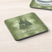 クリスマスツリーとスノーフレーク緑ID863 コースター (左側)