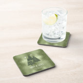 クリスマスツリーとスノーフレーク緑ID863 コースター (右側)