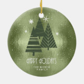 クリスマスツリーとスノーフレーク緑ID863 セラミックオーナメント (裏面)