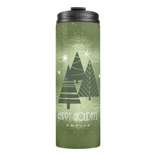 クリスマスツリーとスノーフレーク緑ID863 タンブラー (正面)