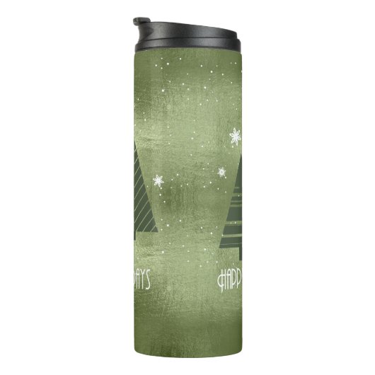 クリスマスツリーとスノーフレーク緑ID863 タンブラー (回転右)