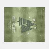 クリスマスツリーとスノーフレーク緑ID863 フリースブランケット (正面(横))