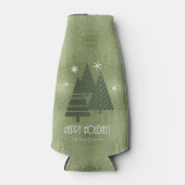 クリスマスツリーとスノーフレーク緑ID863 ボトルクーラー (正面)