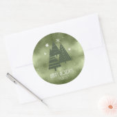 クリスマスツリーとスノーフレーク緑ID863 ラウンドシール (封筒)