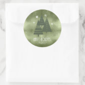 クリスマスツリーとスノーフレーク緑ID863 ラウンドシール (バッグ)