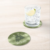 クリスマスツリーとスノーフレーク緑ID863 ラウンドペーパーコースター (インサイチュ)