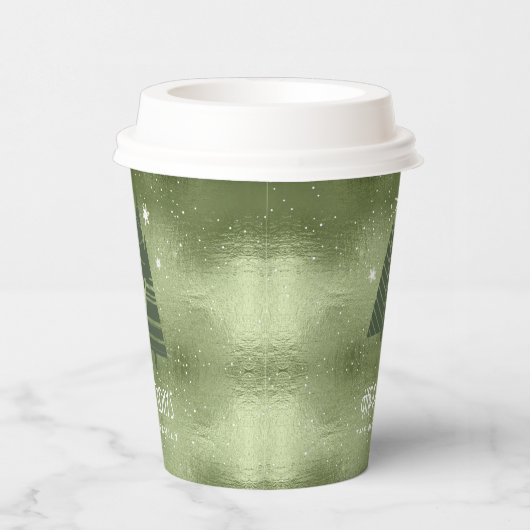 クリスマスツリーとスノーフレーク緑ID863 紙コップ (右)