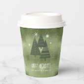 クリスマスツリーとスノーフレーク緑ID863 紙コップ (正面)