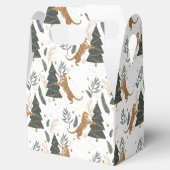 クリスマスツリーとタイガースのパターン白い背景 フェイバーボックス (オープン)