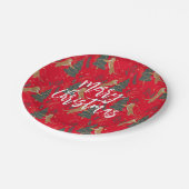 クリスマスツリーとタイガースのパターン赤い背景 ペーパープレート (アングル)