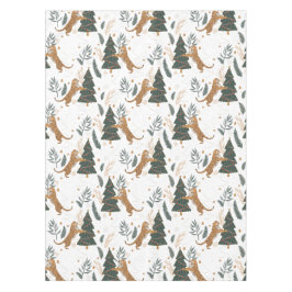 クリスマスツリーとタイガースのヴィンテージパターン2 テーブルクロス