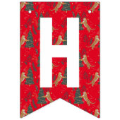 クリスマスツリーとタイガースパターンハッピーホリデー バンティングフラッグ (第2の旗)