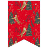 クリスマスツリーとタイガースパターンハッピーホリデー バンティングフラッグ (第1の旗)