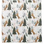 クリスマスツリーとタイガースパターン シャワーカーテン (正面)