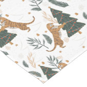 クリスマスツリーとタイガースパターン ショートテーブルランナー (コーナー)