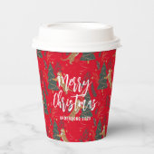 クリスマスツリーとタイガースパターン 紙コップ (正面)