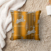 クリスマスツリーとダイヤモンドトナカイ金ゴールドクリスマス クッション (ブランケット)