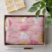 クリスマスツリーとテディがピンクのクリスマスを飾る 薄葉紙 (ギフト)