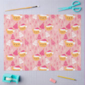 クリスマスツリーとテディがピンクのクリスマスを飾る 薄葉紙 (クラフト)