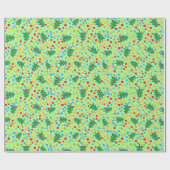 クリスマスツリーとドット柄かわいいレトロギフト ラッピングペーパー (フラット)