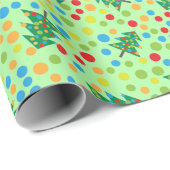 クリスマスツリーとドット柄かわいいレトロギフト ラッピングペーパー (ロールコーナー)