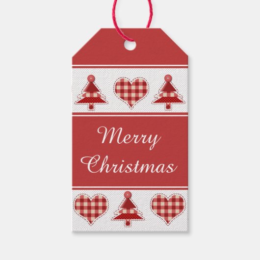 クリスマスツリーとハートメリークリスマス ギフトタグ (正面)