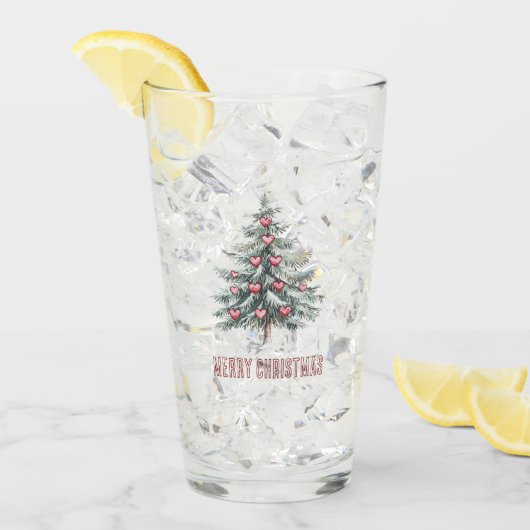 クリスマスツリーとハート タンブラーグラス (アイス正面)