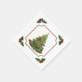 クリスマスツリーとヒイラギ スタンダードカクテルナプキン (角)