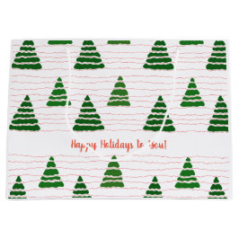 クリスマスツリーとビーズの文字列パターン ラージペーパーバッグ