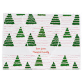 クリスマスツリーとビーズの文字列パターン ラージペーパーバッグ (裏面)