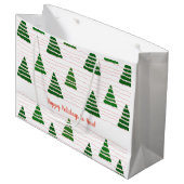 クリスマスツリーとビーズの文字列パターン ラージペーパーバッグ (正面アングル)