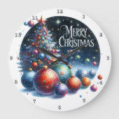 クリスマスツリーとフェスティバルオーナメント ラージ壁時計 (正面)