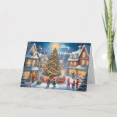 クリスマスツリーとプレゼントと子供のフェスティバル カード (正面)