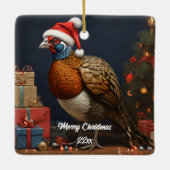 クリスマスツリーとプレゼントのキジ セラミックオーナメント (裏面)