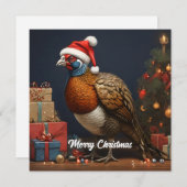 クリスマスツリーとプレゼントのキジ 招待状 (正面/裏面)