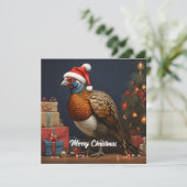 クリスマスツリーとプレゼントのキジ 招待状 (スタンド正面)