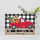 クリスマスツリーとプレゼントのトラックの写真 シーズンカード (スタンド正面)