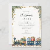 クリスマスツリーとプレゼントの列車 招待状 (正面)