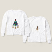 クリスマスツリーとプレゼントの子供用長袖シャツ (デザイン 正面&背面)